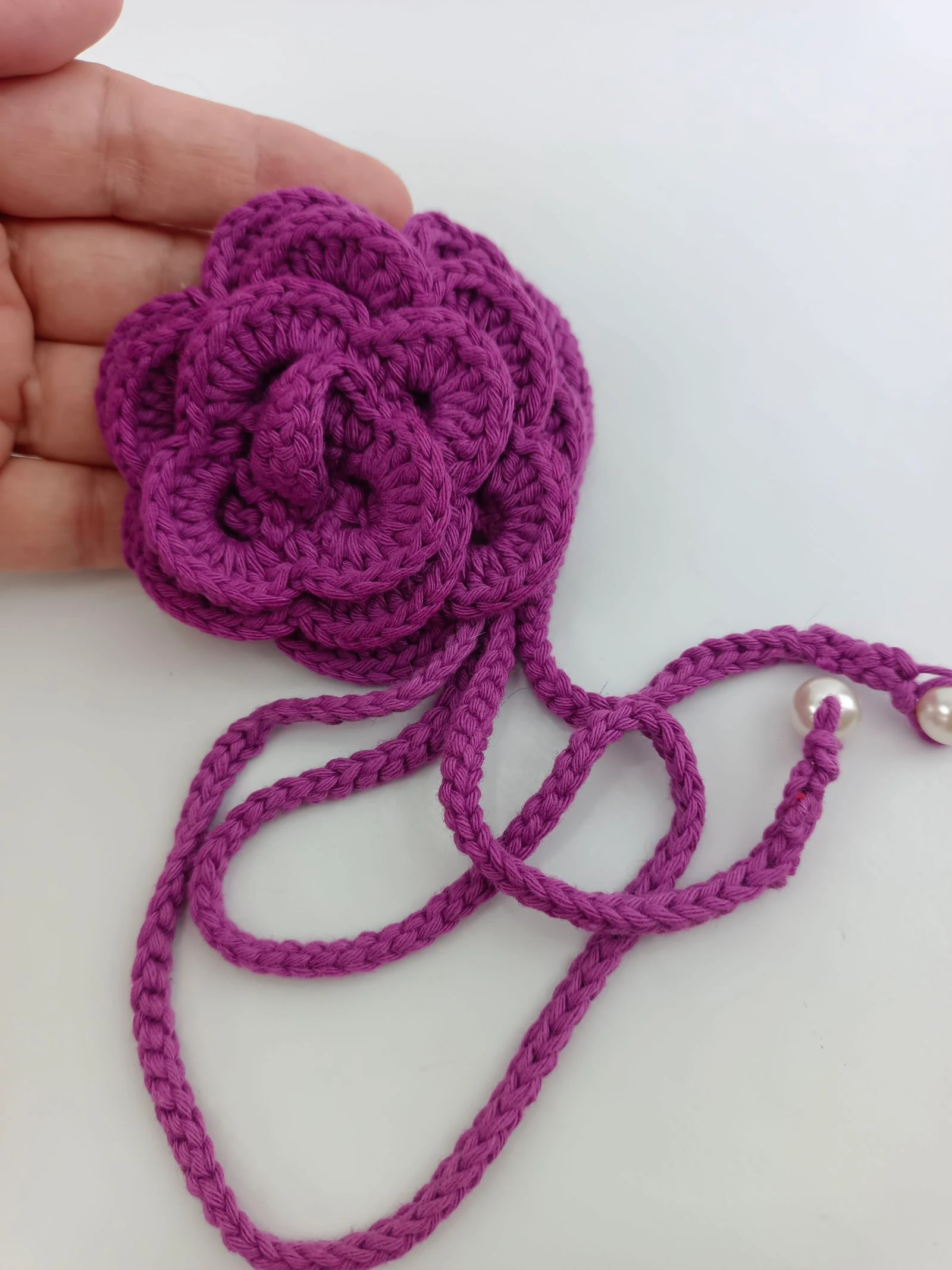 Colar ajustável com flor de crochê – photo 5